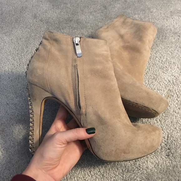 Vince Camuto taupe suede heel booties - Picture 4 of 6